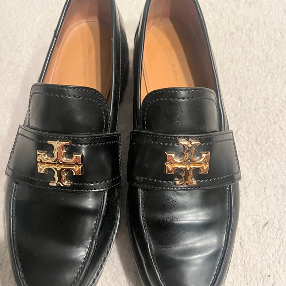 Tory Burch Other - Tory Burch Black Leather Loafers with Gold Logo Hardware